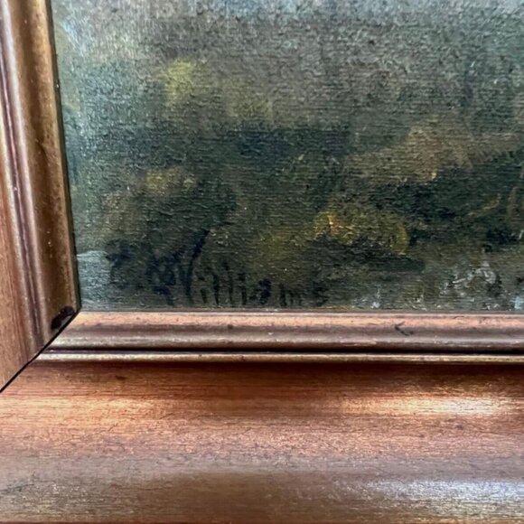 Vintage Landscape Framed Acrylic Painting on Board by E.O. Williams, dated 1920 - Picture 7 of 9